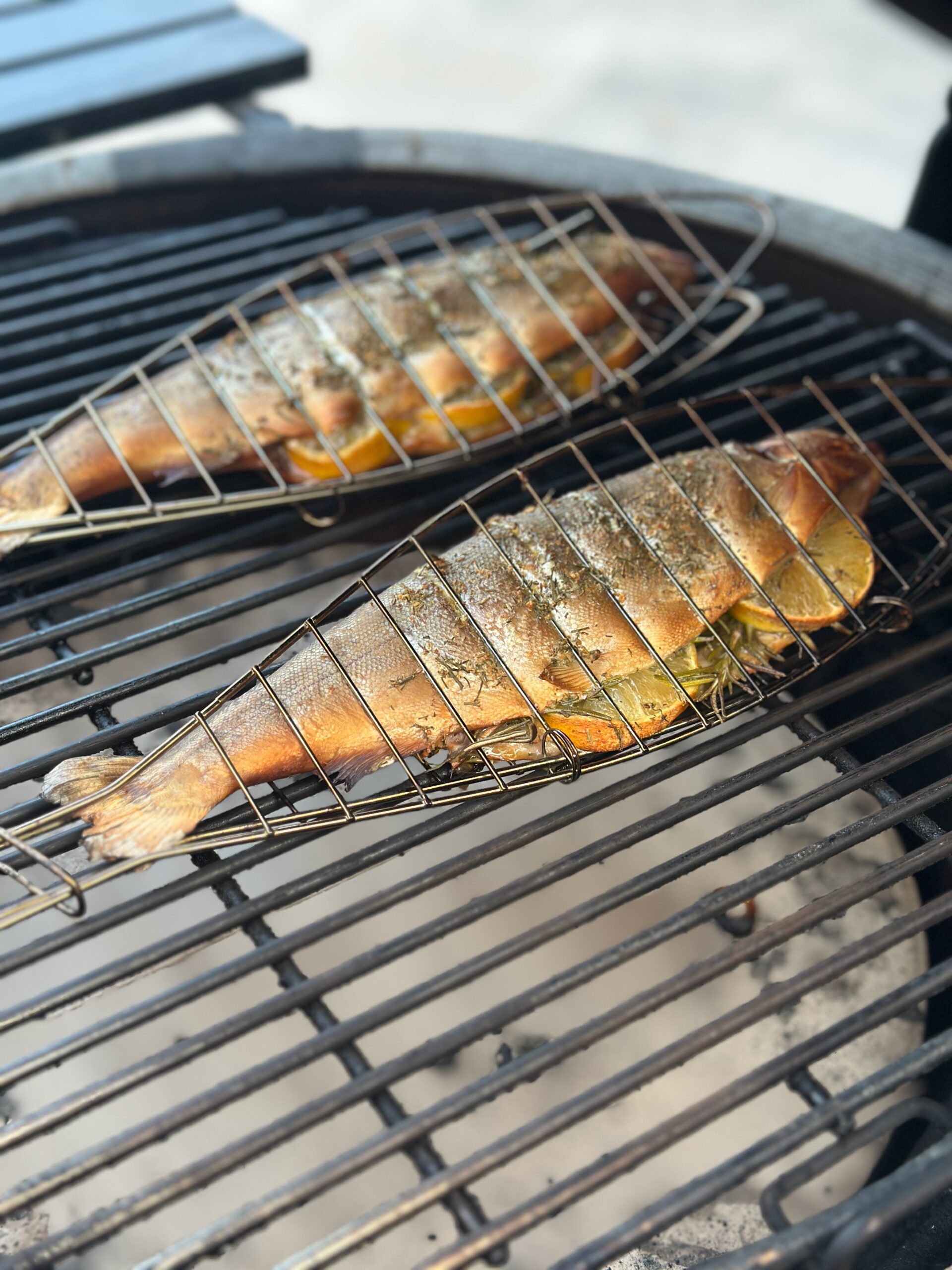 Forel met citroen en rozemarijn in visrek