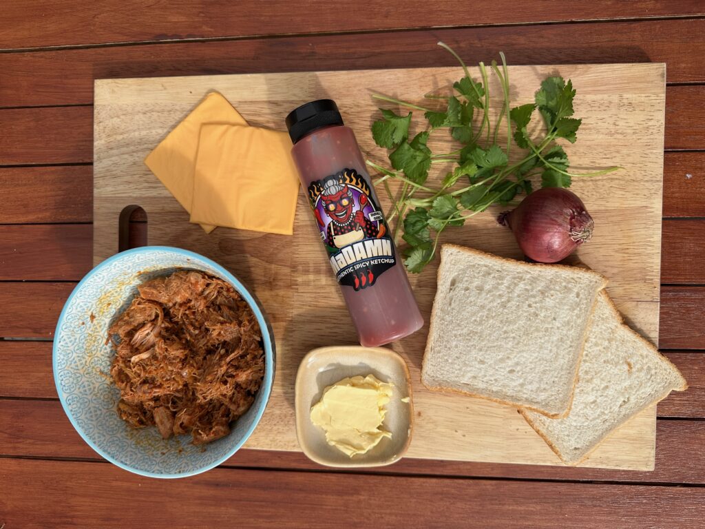 Ingrediënten voor broodje pulled chicken recept BBQ Broers