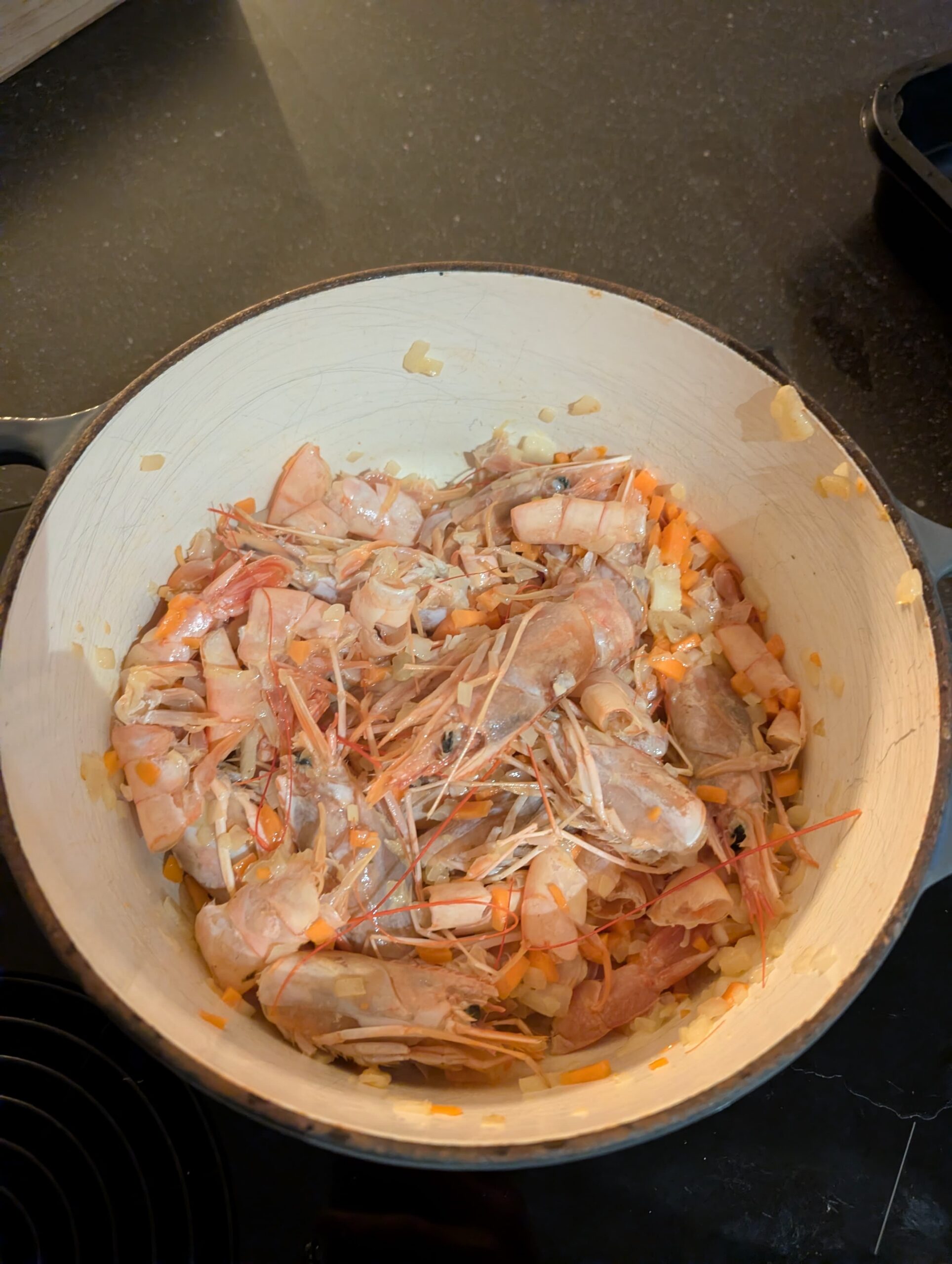 bisque maken van garnalenschalen