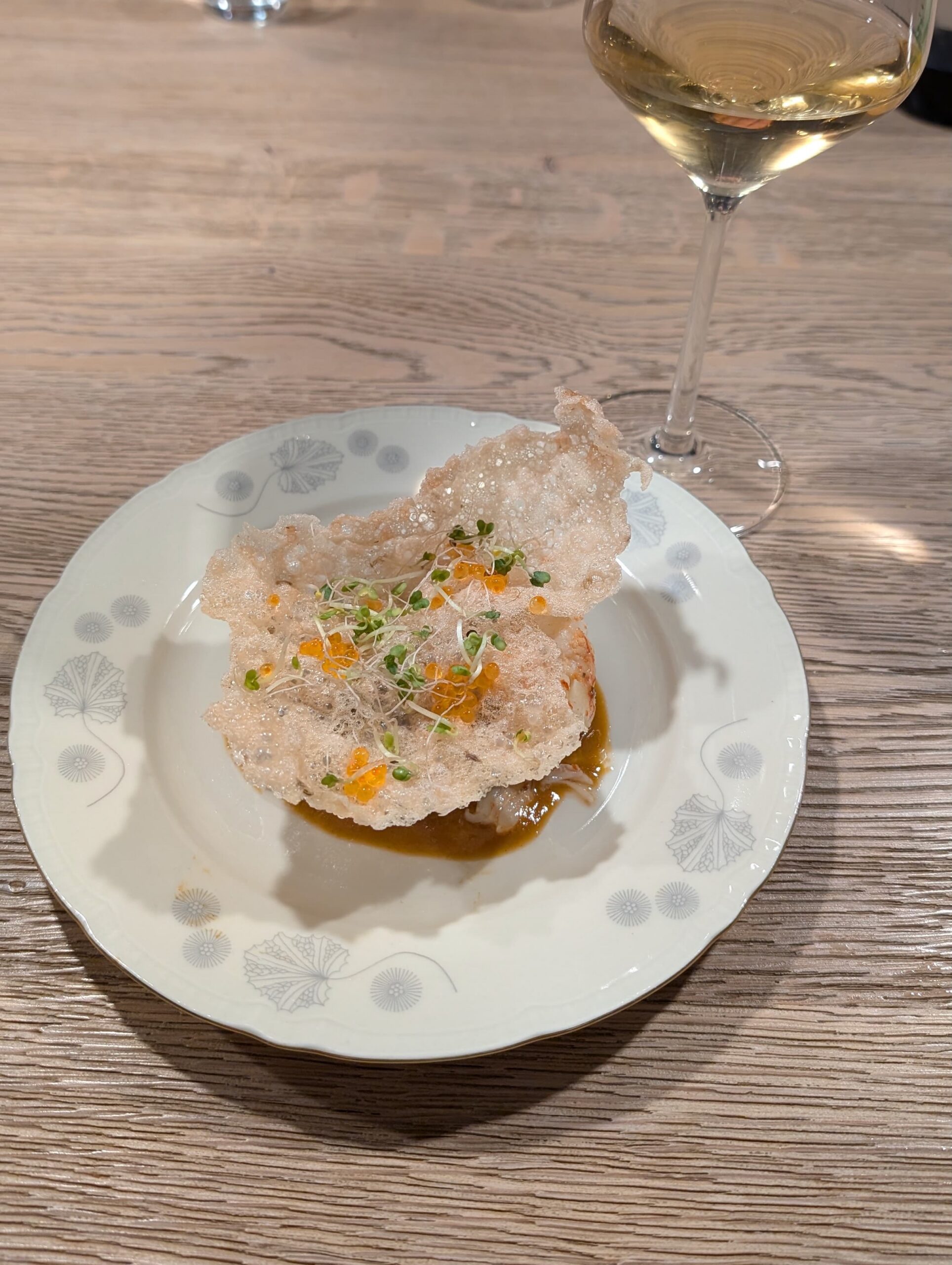 skrei met garnalen en bisque BBQ gerecht